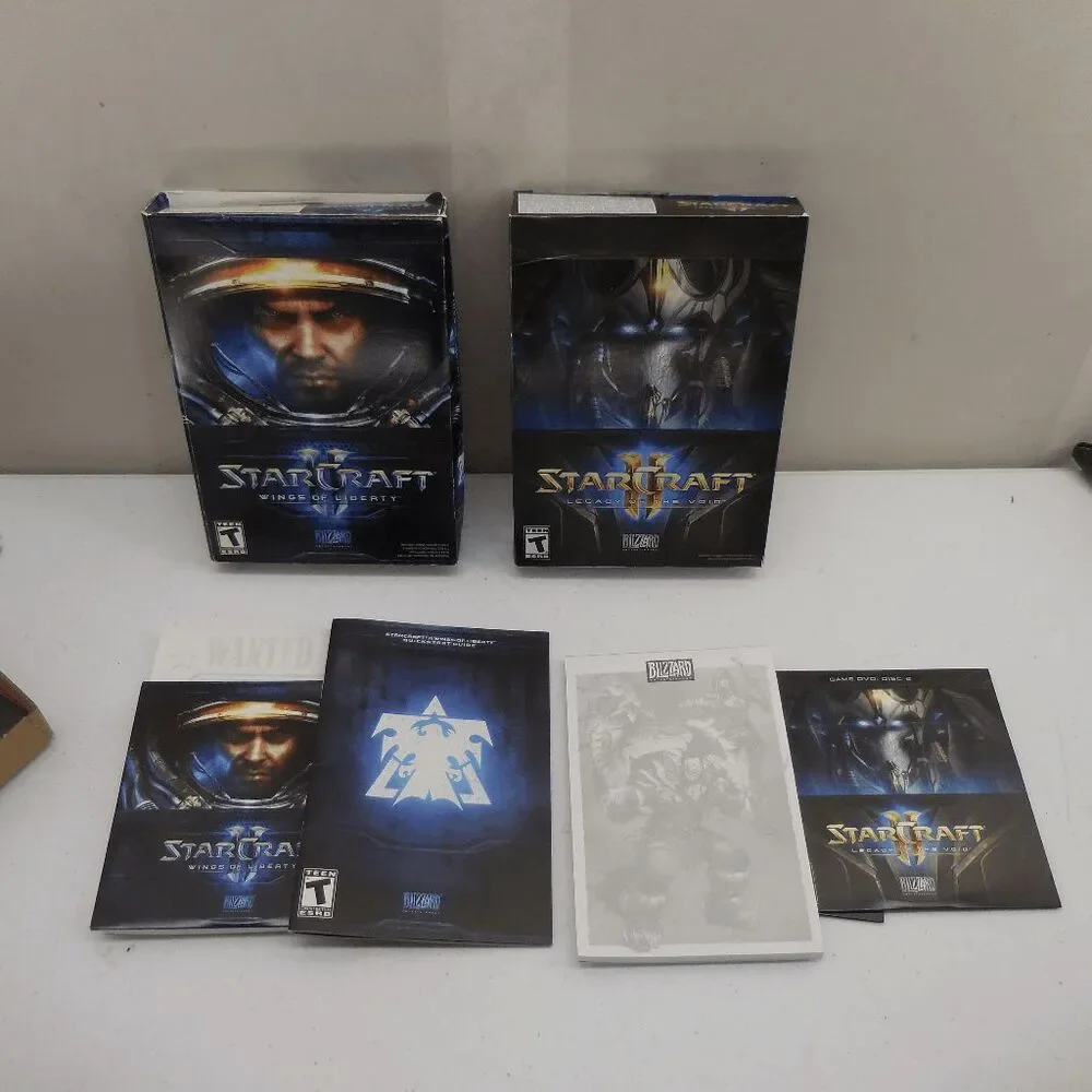 Lot of 2 StarCraft II PC Games Wings of Liberty & Legacy of the Void‎ Big Box